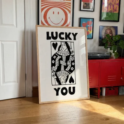 Širdžių damos paveikslas – Lucky You (juodas)