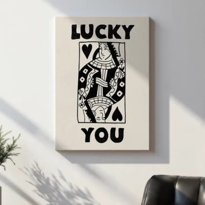Širdžių damos paveikslas – Lucky You (juodas)