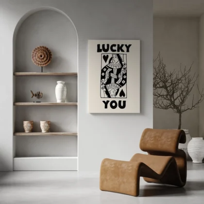Širdžių damos paveikslas – Lucky You (juodas)