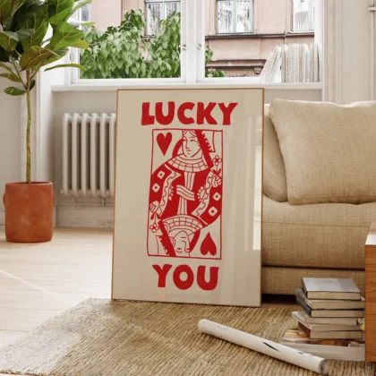 Wandbild Herzdame – Lucky You (Rot)