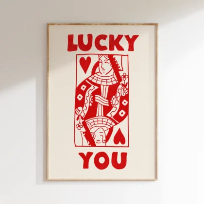 Wandbild Herzdame – Lucky You (Rot)