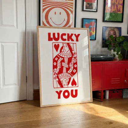 Wandbild Herzdame – Lucky You (Rot)