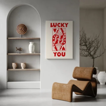 Wandbild Herzdame – Lucky You (Rot)