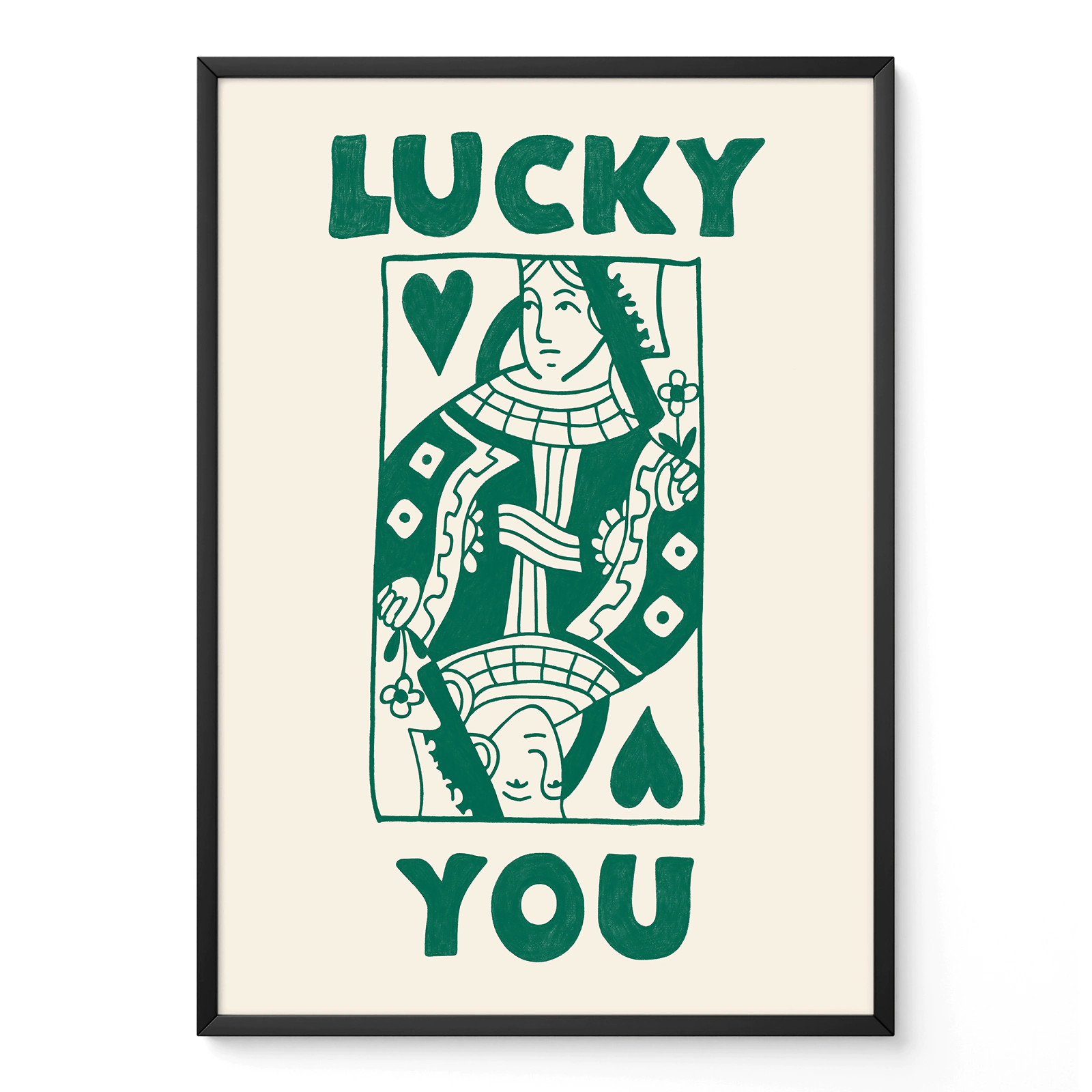 Wandbild Herzdame – Lucky You (Grün)