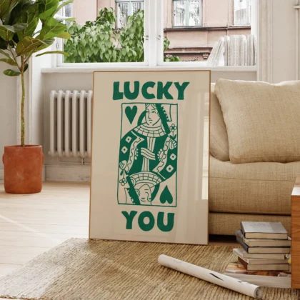 Wandbild Herzdame – Lucky You (Grün)