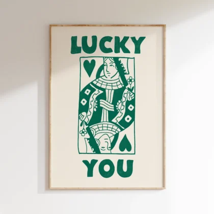 Wandbild Herzdame – Lucky You (Grün)