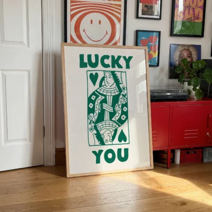 Wandbild Herzdame – Lucky You (Grün)