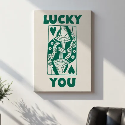 Wandbild Herzdame – Lucky You (Grün)