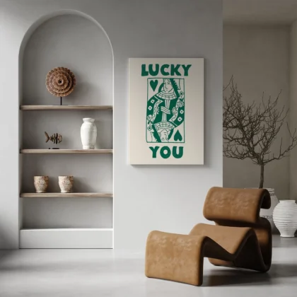 Wandbild Herzdame – Lucky You (Grün)