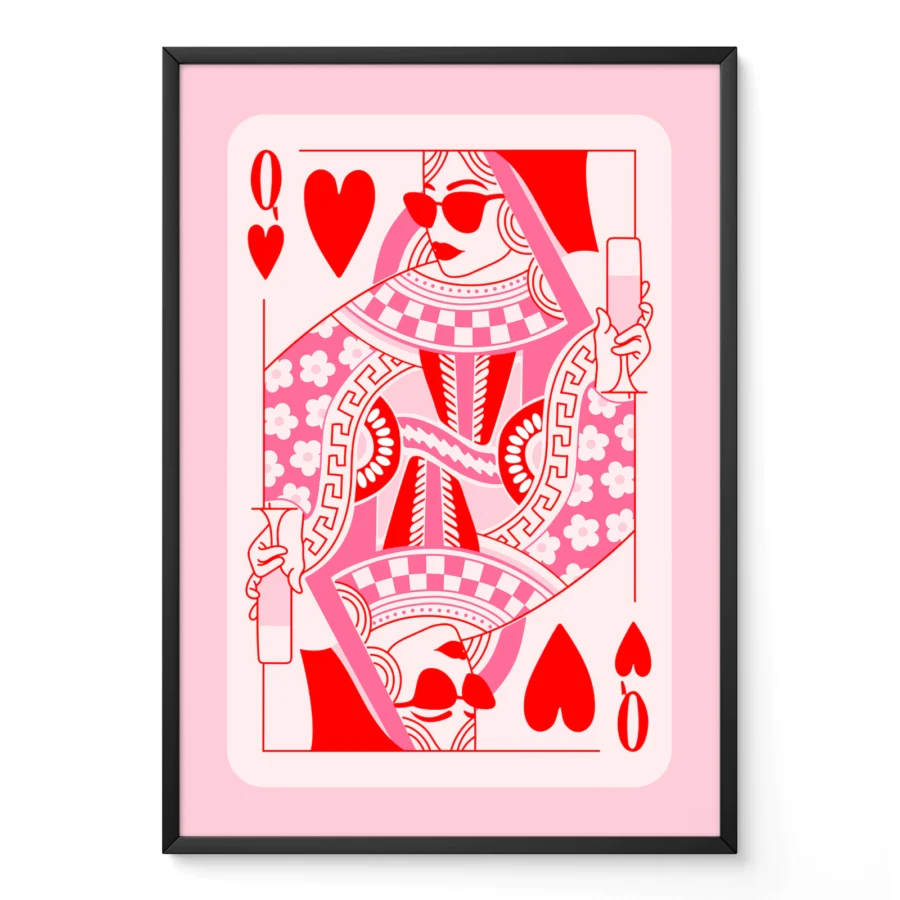 Queen of Hearts Playing Card Art Print