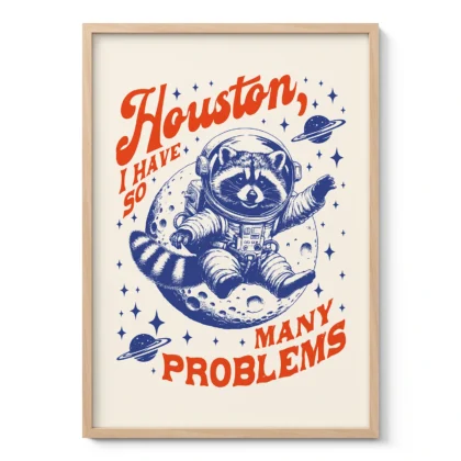 Wandbild – Astronaut Waschbär (Blau)