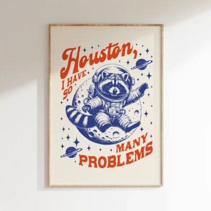 Wandbild – Astronaut Waschbär (Blau)