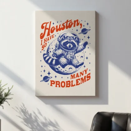 Wandbild – Astronaut Waschbär (Blau)