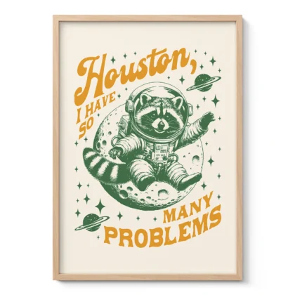 Raccoon Astronaut Wall Art – Green
