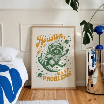 Raccoon Astronaut Wall Art – Green