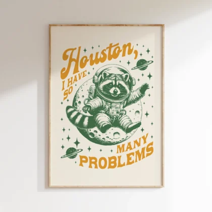 Raccoon Astronaut Wall Art – Green