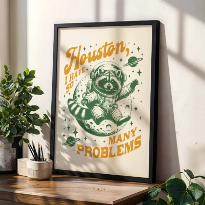 Raccoon Astronaut Wall Art – Green