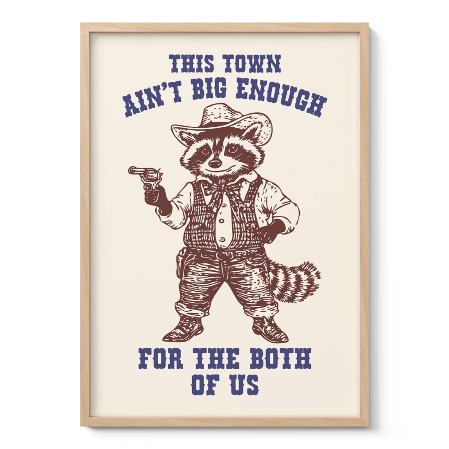 Raccoon Cowboy Wall Art – This Town Ain’t Big Enough
