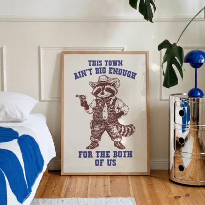 Raccoon Cowboy Wall Art – This Town Ain’t Big Enough
