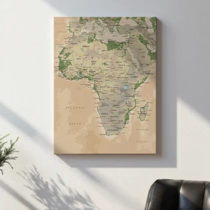 Retro Africa Map Wall Art