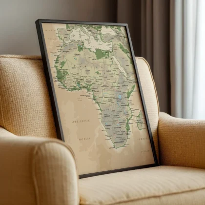 Retro Africa Map Wall Art