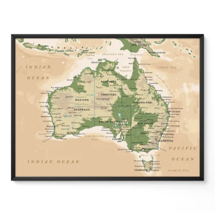 Retro Australia Map Wall Art