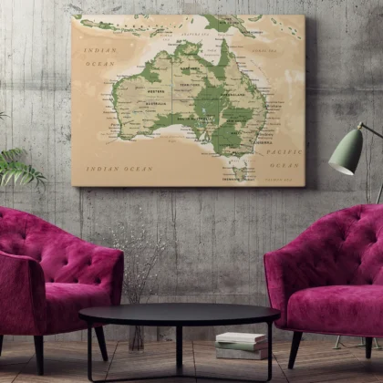 Retro Australia Map Wall Art