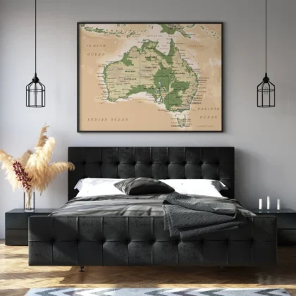 Retro Australia Map Wall Art