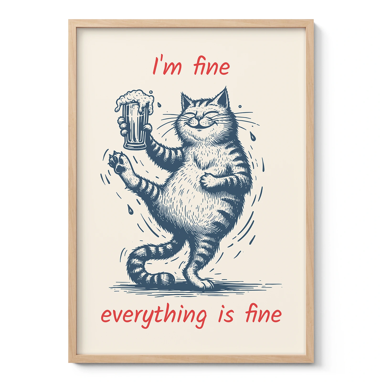 Cat Wall Art – I’m Fine, Everything Is Fine