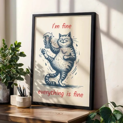 Cat Wall Art – I’m Fine, Everything Is Fine