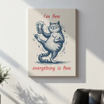 Cat Wall Art – I’m Fine, Everything Is Fine