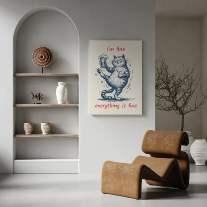 Cat Wall Art – I’m Fine, Everything Is Fine