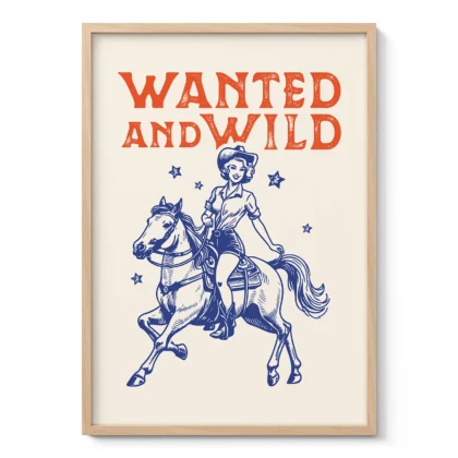 Retro Cowgirl Wall Art – Poster or Canvas Print