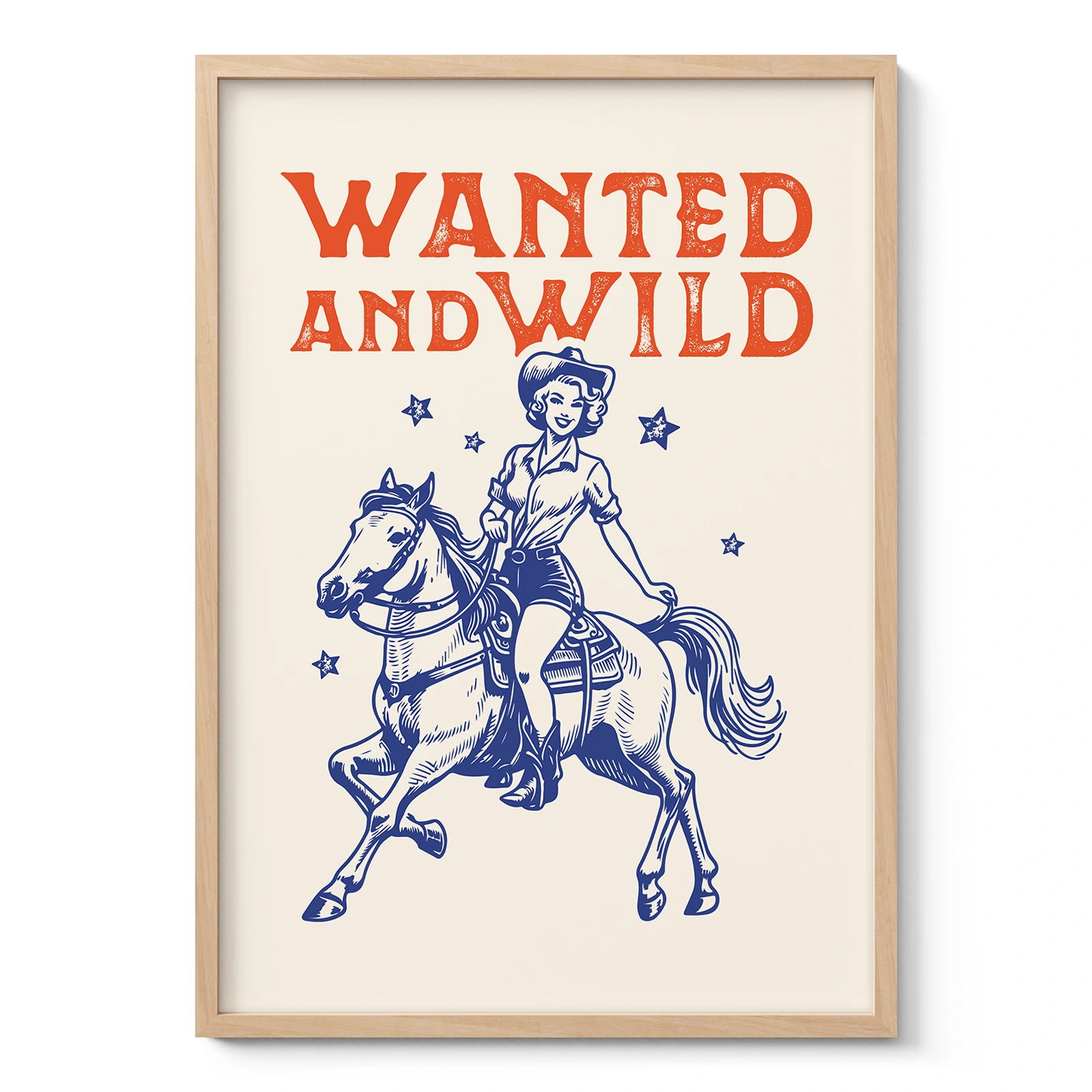 Retro Cowgirl Wall Art – Poster or Canvas Print