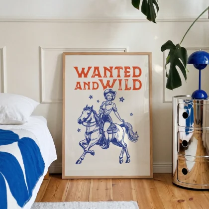 Retro Cowgirl Wall Art – Poster or Canvas Print