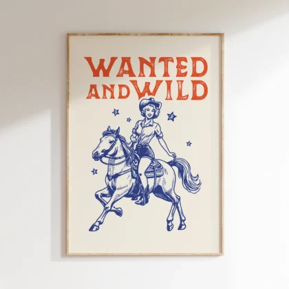 Retro Cowgirl Wall Art – Poster or Canvas Print