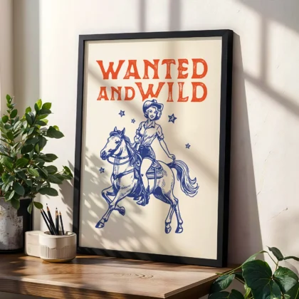 Retro Cowgirl Wall Art – Poster or Canvas Print