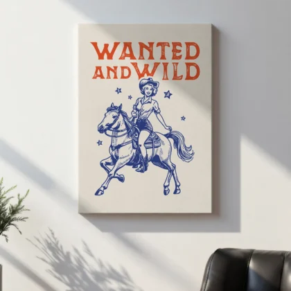 Retro Cowgirl Wall Art – Poster or Canvas Print