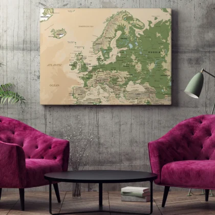 Retro Europe Map Wall Art