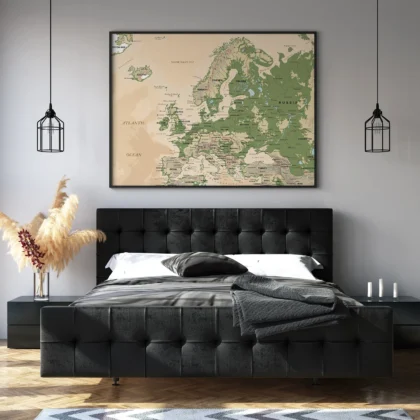 Retro Europe Map Wall Art