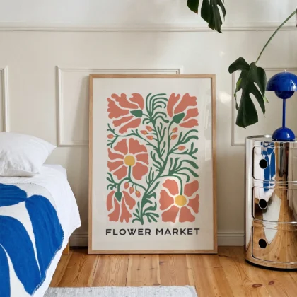Retro Wandbild mit Blumen