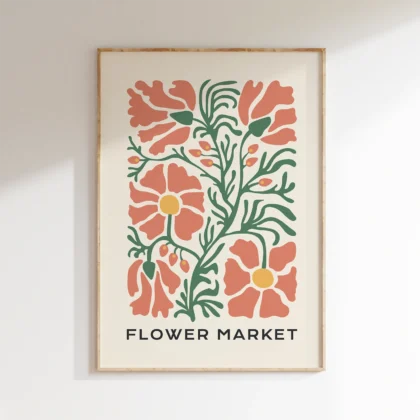 Retro Wandbild mit Blumen