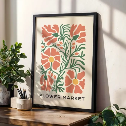Retro Wandbild mit Blumen