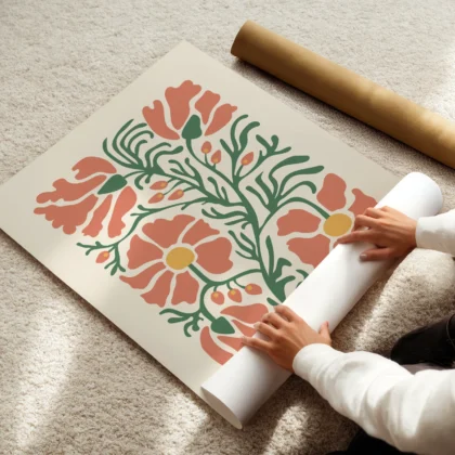 Retro Wandbild mit Blumen