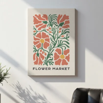 Retro Wandbild mit Blumen