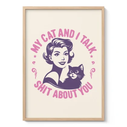 Retro Lady with Cat – Wall Art