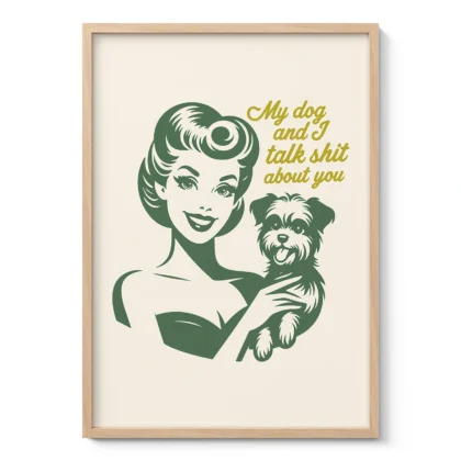 Retro Lady with Dog – Wall Art