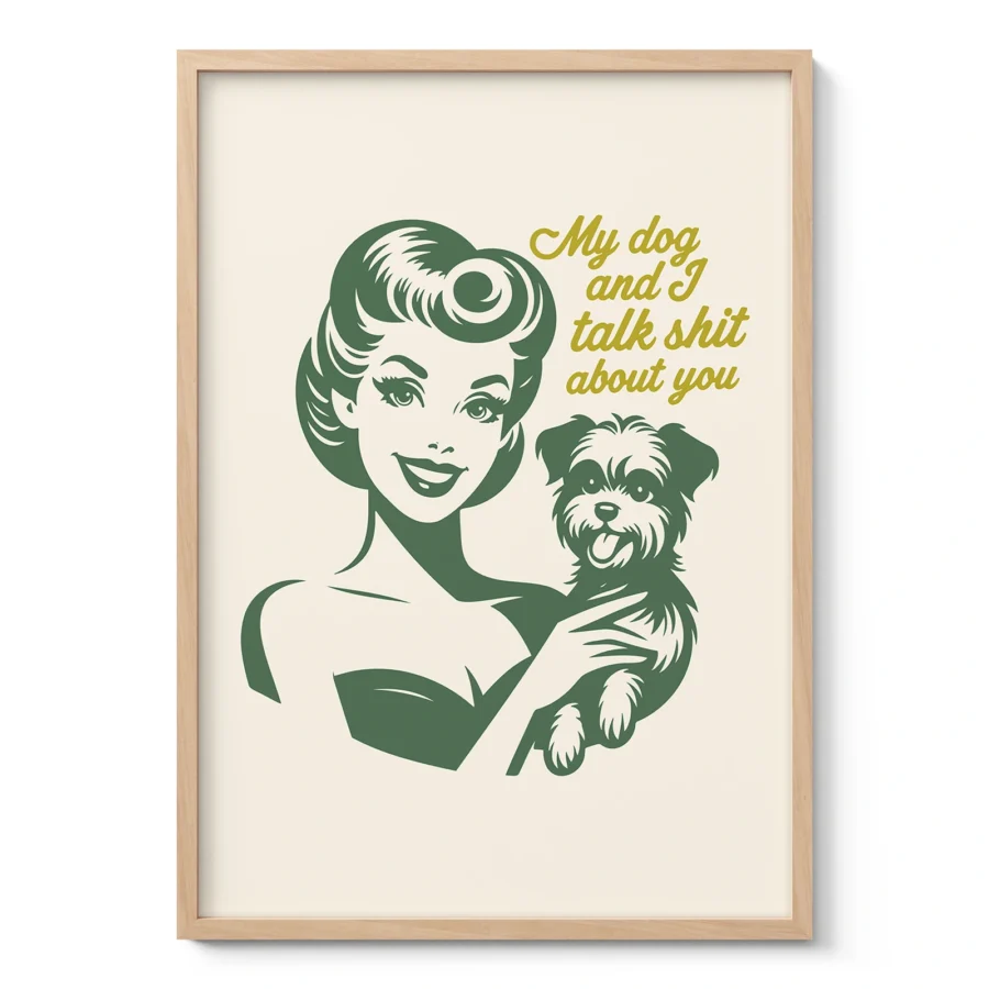 Retro Lady with Dog – Wall Art