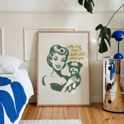 Retro Lady with Dog – Wall Art