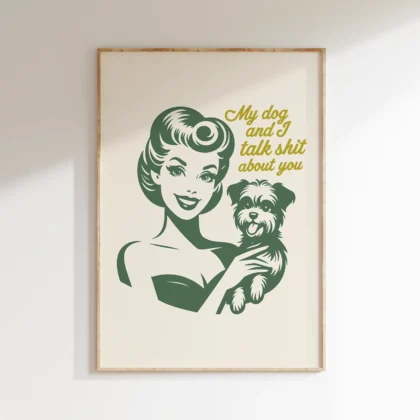 Retro Lady with Dog – Wall Art